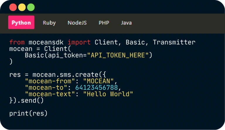 MoceanのSMS APIを使用してインスタントメッセージを送信するPythonコード例